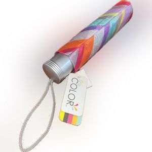 All For Color chevron umbrella w/wristlet-compact but large/42” canopy-NWT